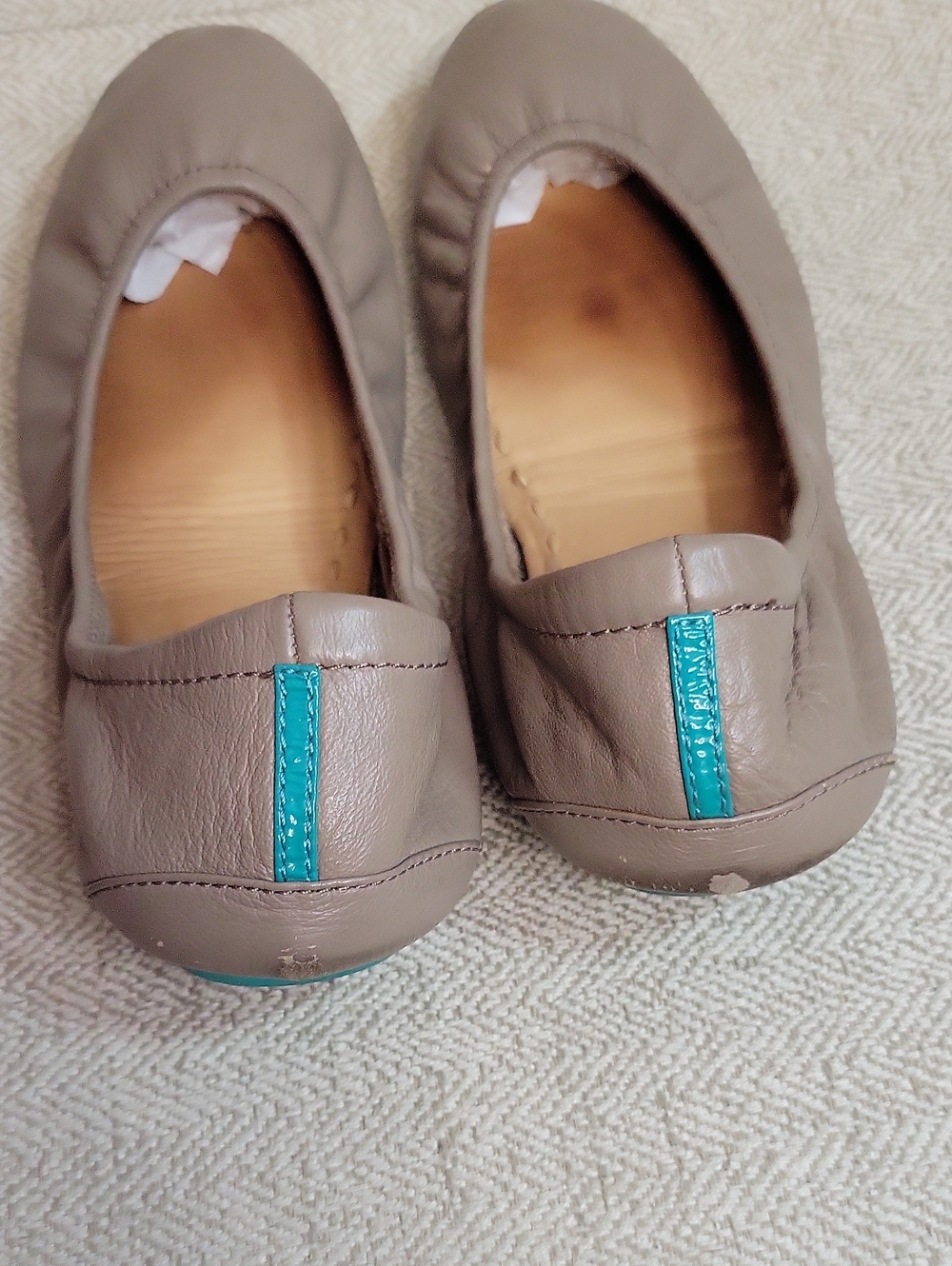 TIEKS Taupe Leather Ballet Flats - Picture 4 of 7